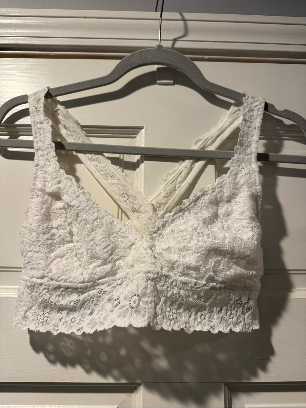 Aerie White Lace Cross-Strap Bralette
